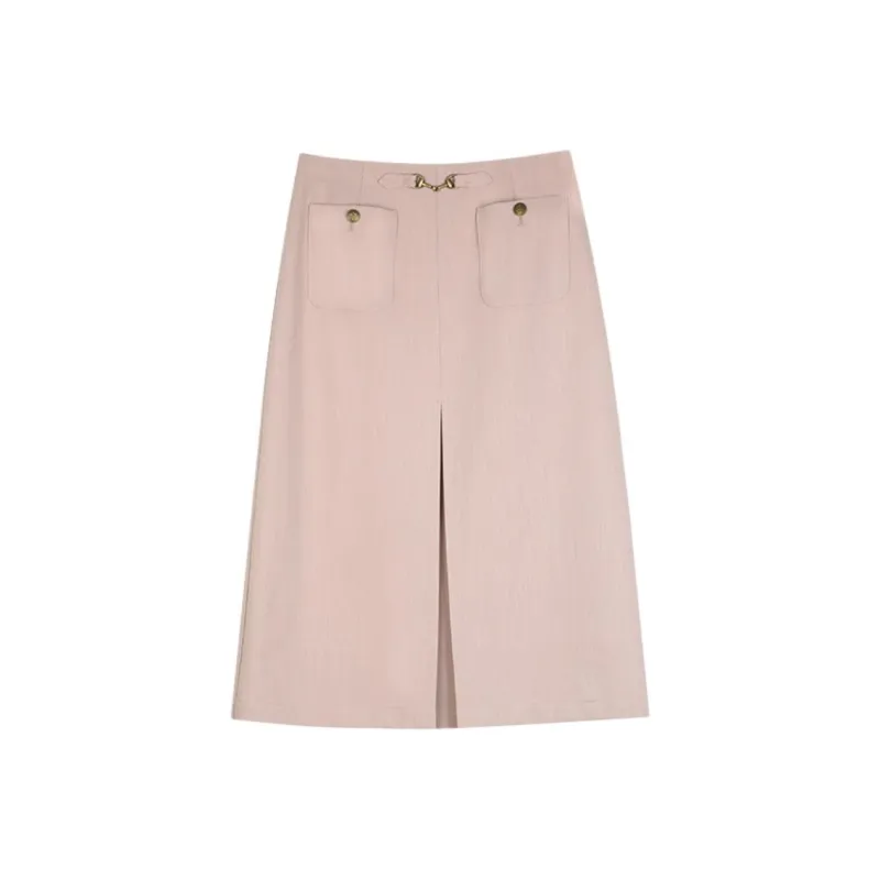 SOLIGHTER Casual Long Skirt Women's Coral Pink-0