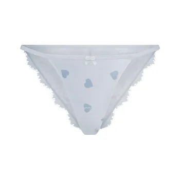 SKIMS Valentine's Day Collection SS25 VELVET LACE BIKINI Bikini Women's PLATINUM HEART BREAKER/Platinum Heartbreaker