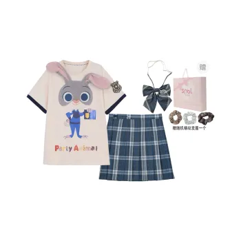 SNBL Two Piece Skirt Sets Women's T Shirt+Plaid Skirt