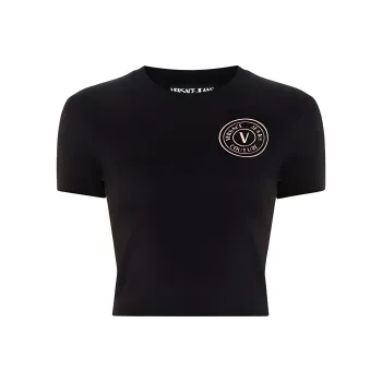 VERSACE JEANS COUTURE V Emblem Glittered T shirt
