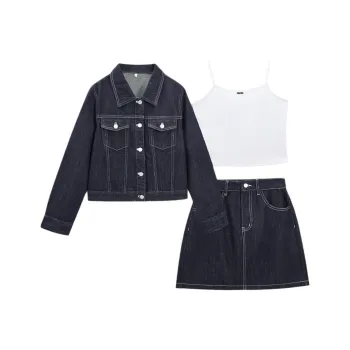 Love To Serve Skirt Set Women's Denim Blue