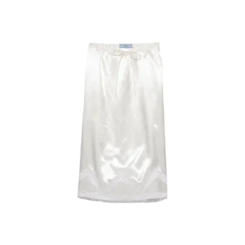 PRADA Drawstring Satin Midi Skirt