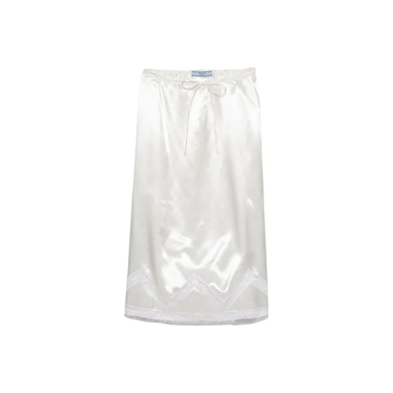 PRADA Drawstring Satin Midi Skirt-0