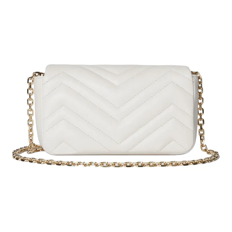 GUCCI GG Marmont Lambskin Shoulder Bag Mini Women's White-3