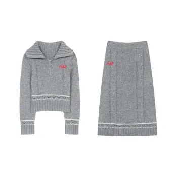 ELF SACK Skirt Set Women's Elegant Gray