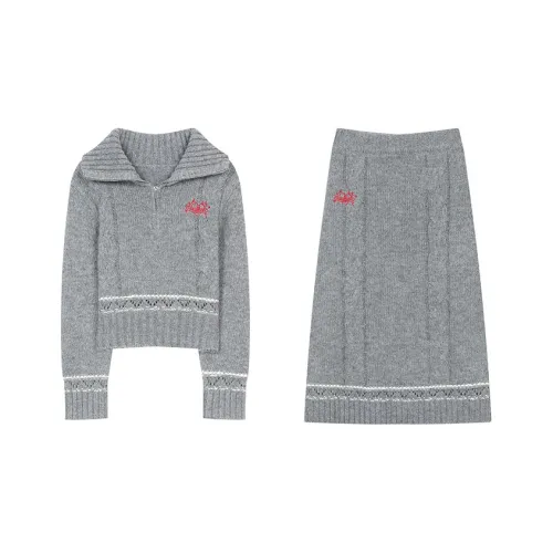 ELF SACK Skirt Set Women's Elegant Gray