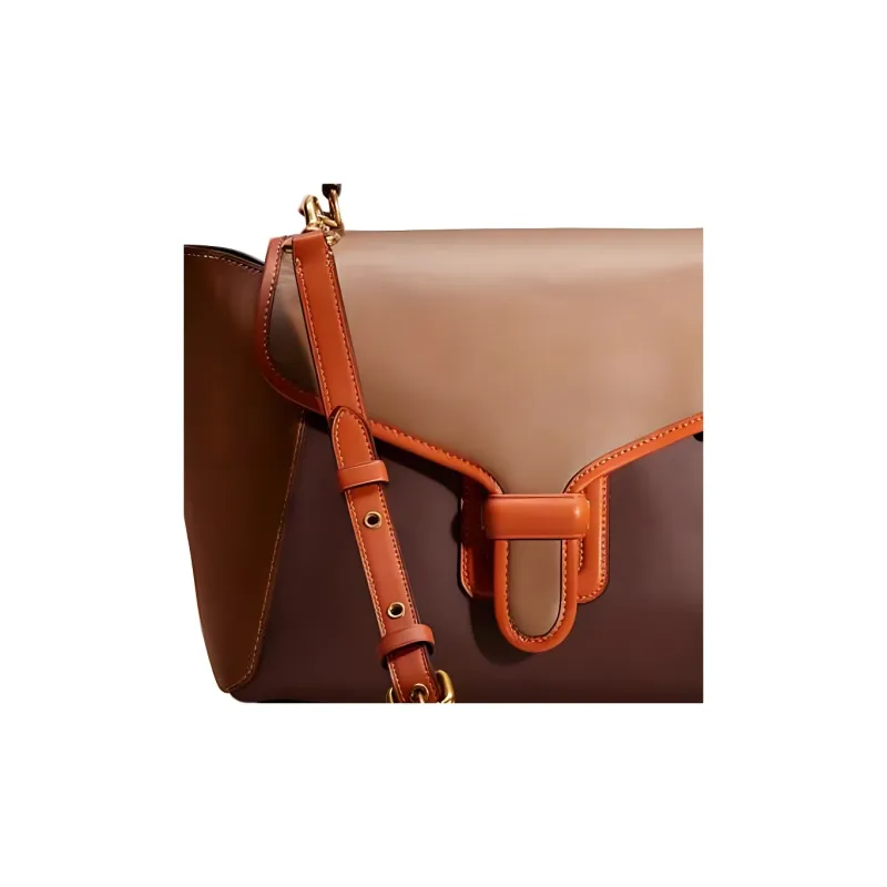 COACH Courier Glove Tanning One Shoulder Handbags Large Size Women's Saddle Color-1