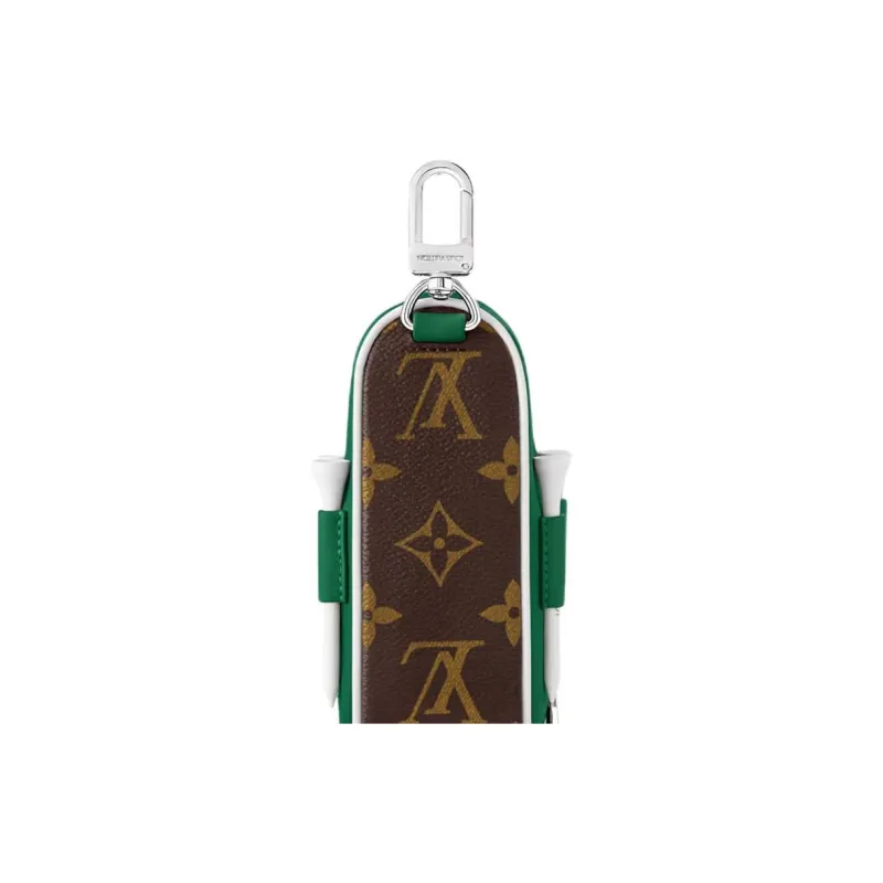LOUIS VUITTON Leather Monogram Coated Canvas Bag Accessory Unisex Brown & Green-3