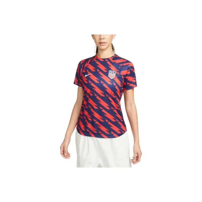 Nike USA Soccer Team Olympic Series SS24 U.S. Academy Pro Dri FIT Soccer Top Soccer Jersey Women's Speed Red-0