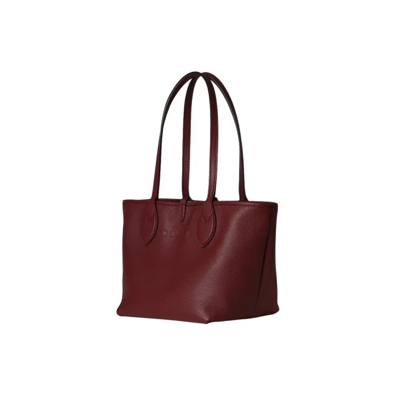 GUCCI Grain Leather With GG Canvas Tote Bag, Shopping Bag, One Shoulder Bag, Shoulder Bag Small Size Women's Umber Red-2