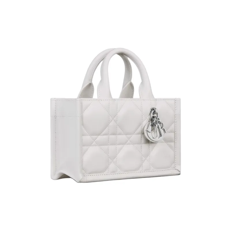 DIOR BookTote Calfskin Tote Handbag Mini Women's White-2