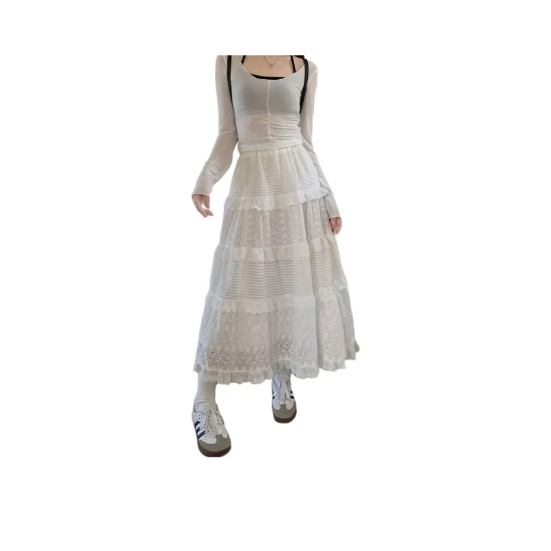 The Temptation Of The Muse Casual Long Skirt Women's White-0