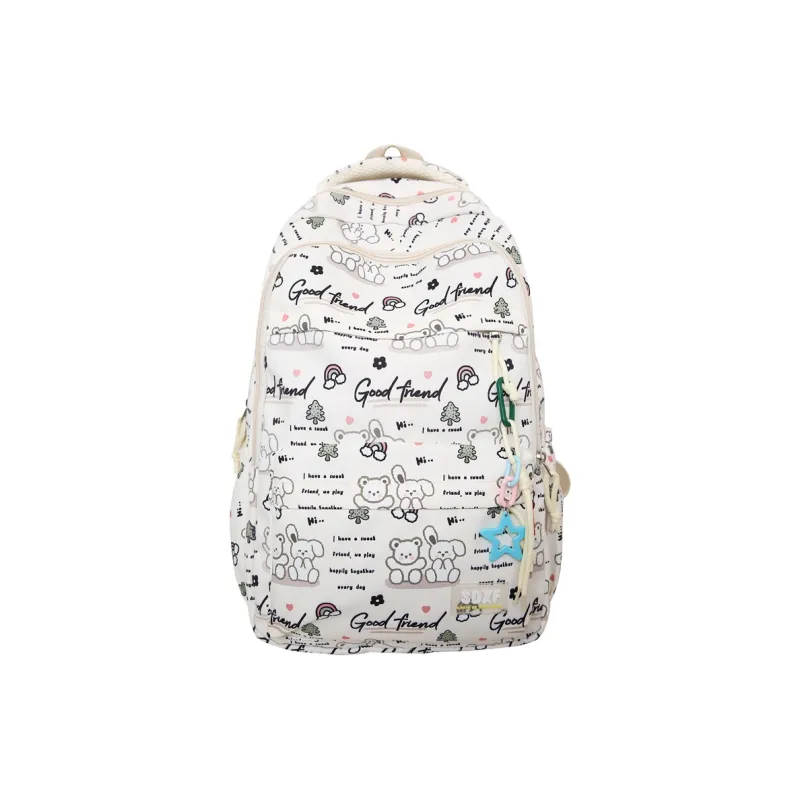 Yalu Nylon Backpack Regular Unisex Black/Purple/Green/Blue/Pink/White-23