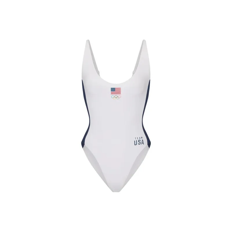 Skims USA Olympic Team Co-branded One-Piece Swimsuits Women's White/White-0