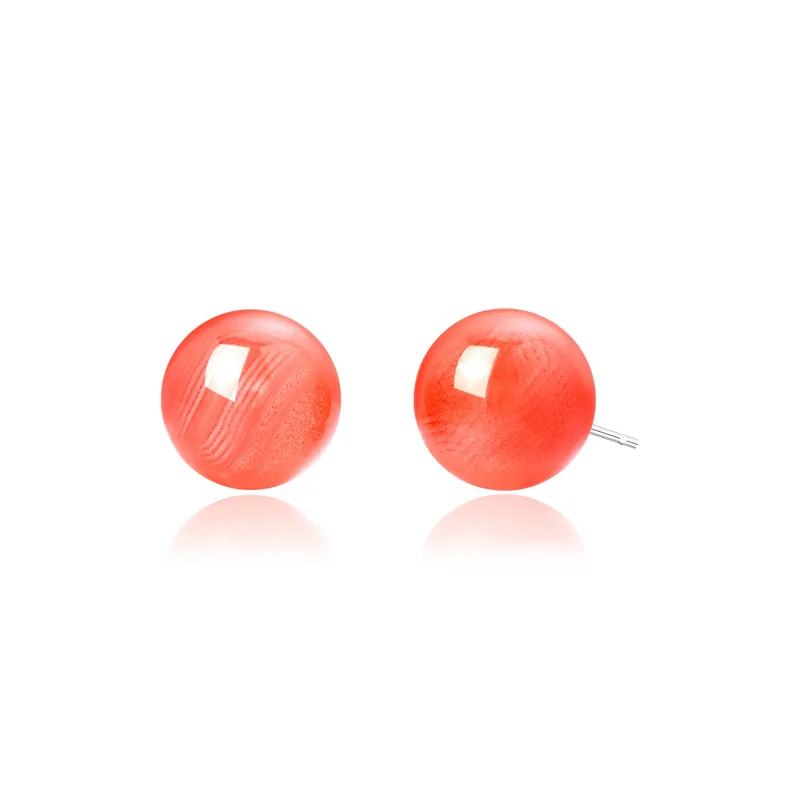 Lao Feng Xiang Natural Agate Stud Earrings Women's-5