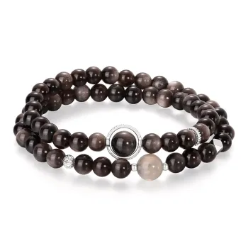 JINLIUFUJIXIANG Natural Obsidian Bracelets Unisex