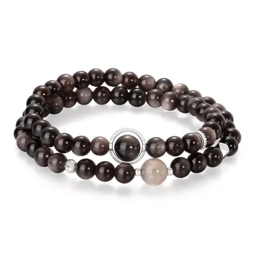 JINLIUFUJIXIANG Natural Obsidian Bracelets Unisex