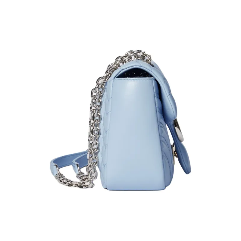 GUCCI GG Marmont Leather Shoulder Bag Medium Size Women's Light Blue-2