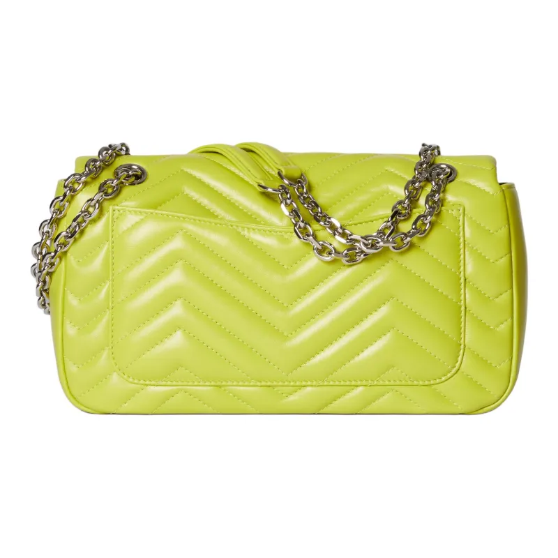 GUCCI GG Marmont Leather Shoulder Bag Medium Size Women's Bright Green-3