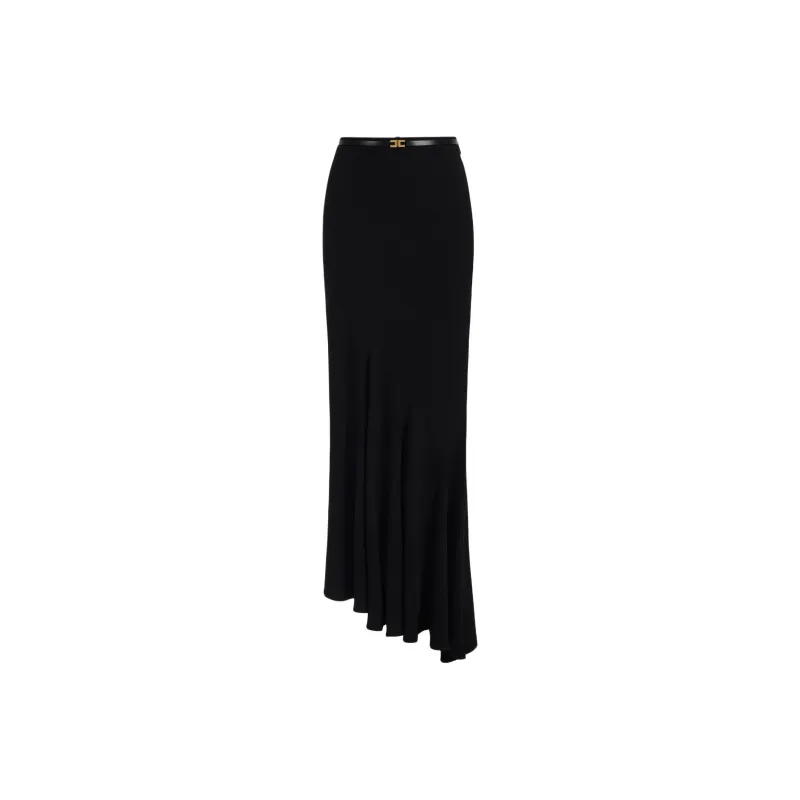 Elisabetta Franchi Asymmetric Crepe Midi Skirt-0