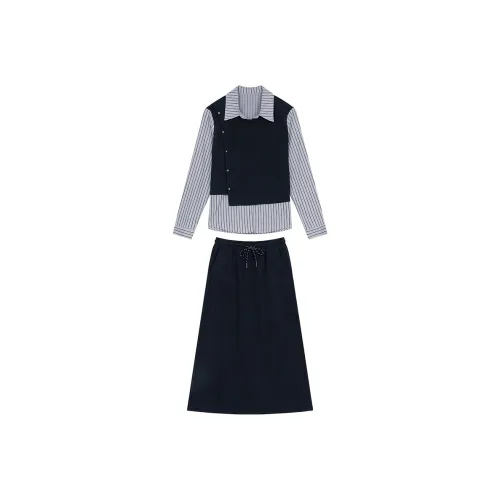 ELF SACK Skirt Set Women's Casual Navy Blue
