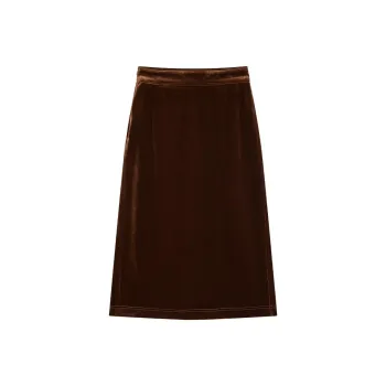 IHIMI Casual Long Skirt Women's Dark Choco Brown