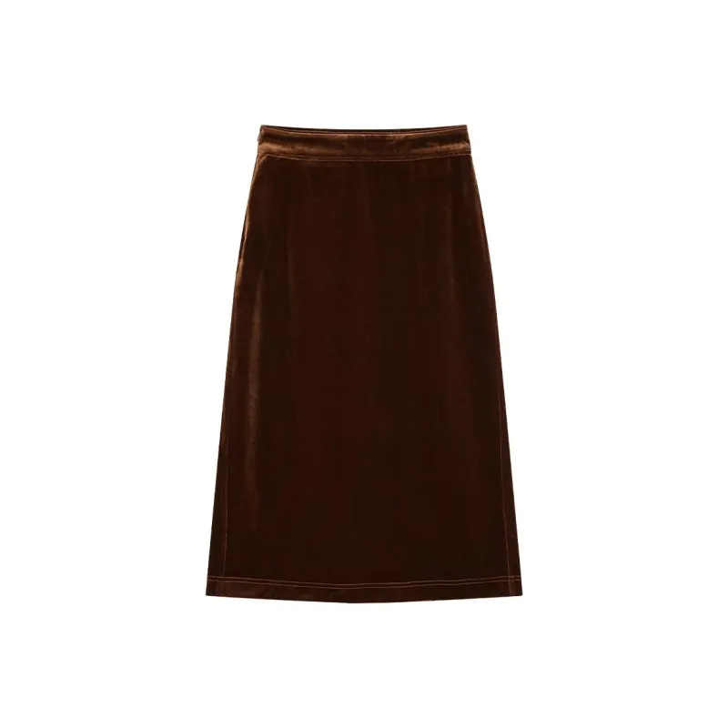 IHIMI Casual Long Skirt Women's Dark Choco Brown-0