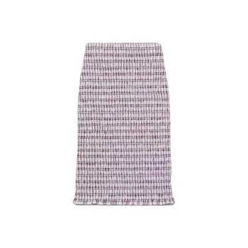 PRADA Checked Cotton Midi Skirt