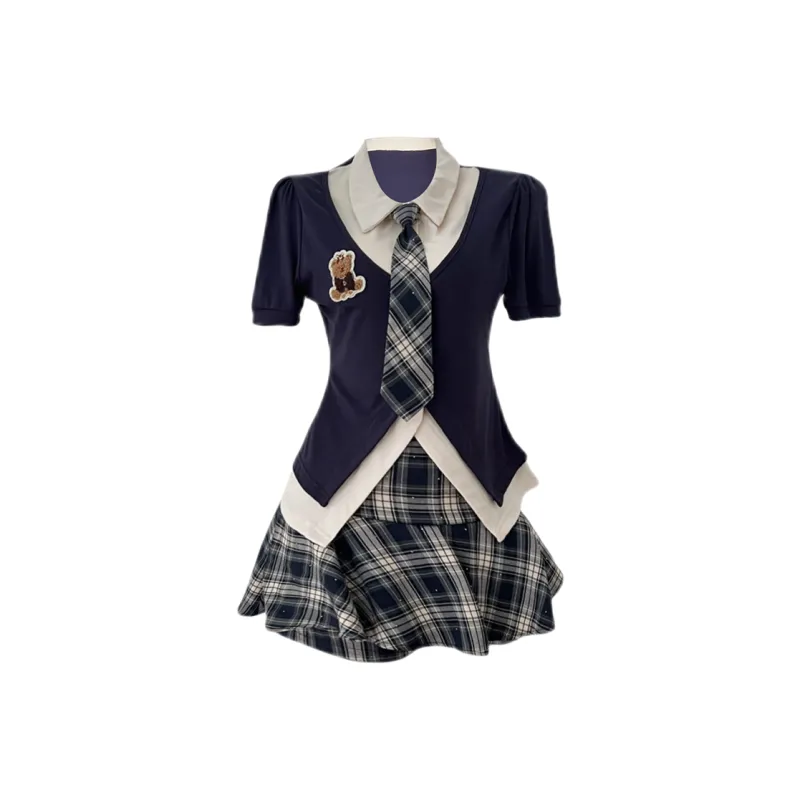 Udon House Skirt Set Women's Blue-0