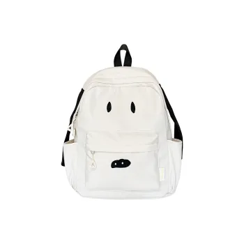 Moonshine Nylon Fabric Backpack Unisex White/Khaki/Yellow