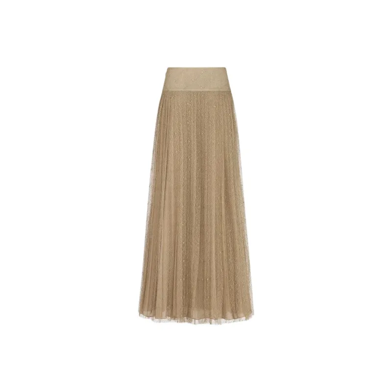 DIOR SS25 Casual Long Skirt Women's Gold-0