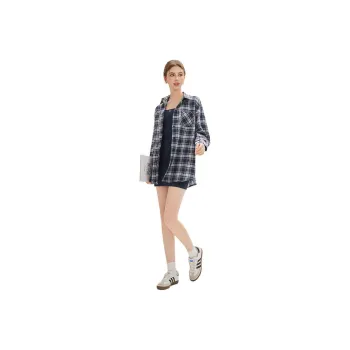 Love To Serve Skirt Set Women's Gray Blue Plaid