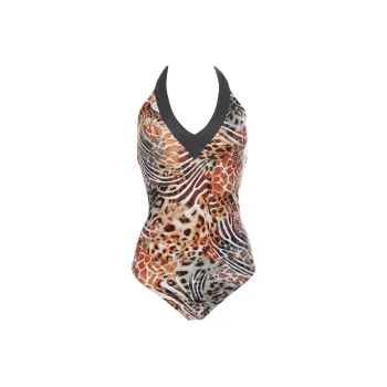 Selmark One-piece Swimsuit Women's Brown Print