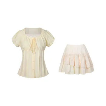 PUREIDOL Skirt Set Women's Light Yellow