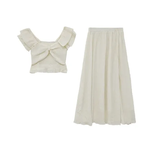 Icicofficial Skirt Set Women's Apricot