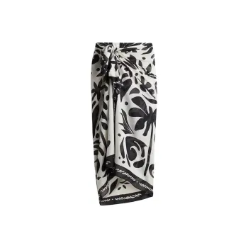 H&M Wrap Skirt Women's White/Black Pattern