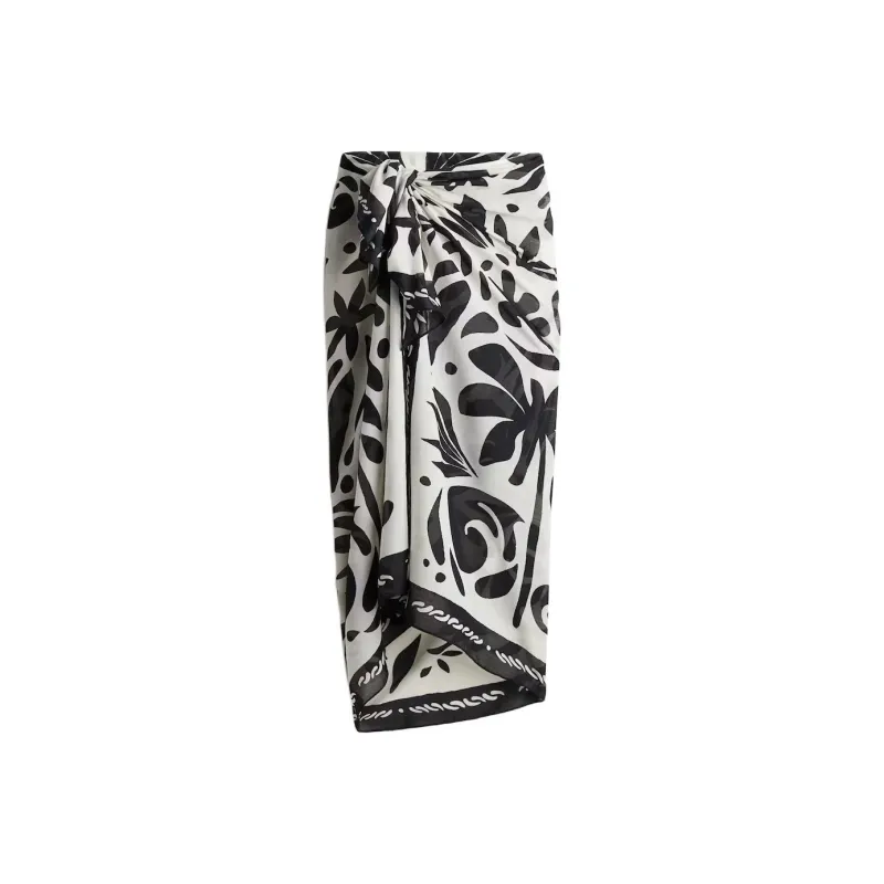 H&M Wrap Skirt Women's White/Black Pattern-0