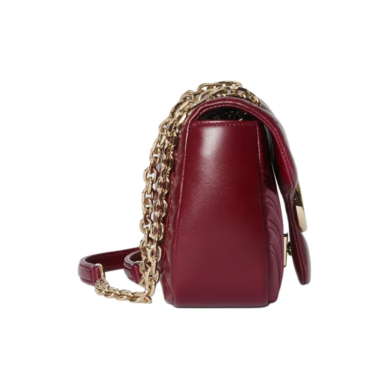 GUCCI GG Marmont Calfskin Shoulder Bag Medium Size Women's Red-2