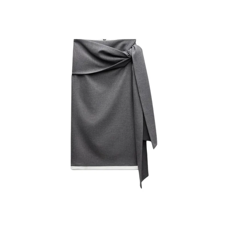 ZARA x AO YES Casual Long Skirt Women's Gray-0