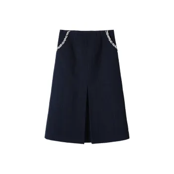 Joyfullcp Casual Long Skirts Women's Dark Blue