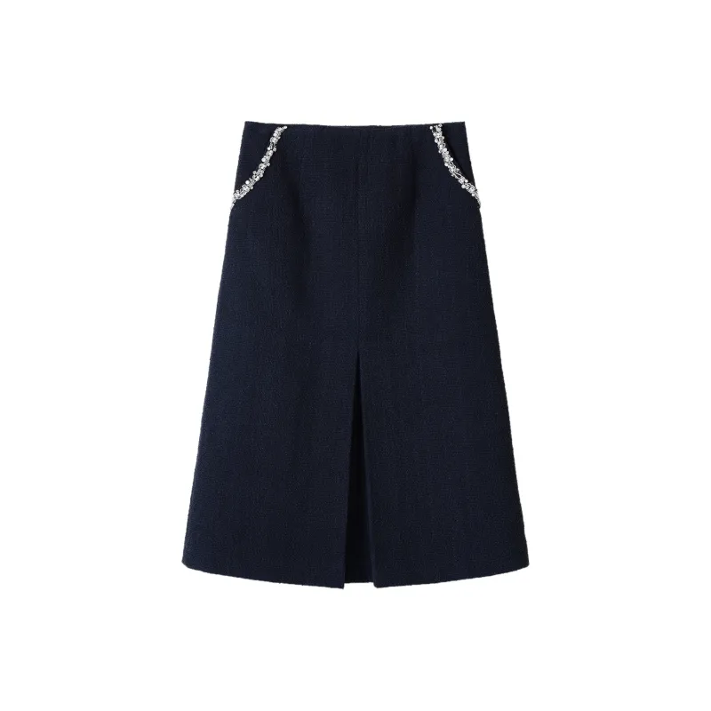 Joyfullcp Casual Long Skirts Women's Dark Blue-0