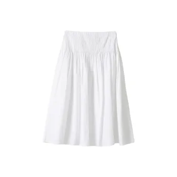 NOTHING WRITTEN SS25 Sherry Pleated Skirt Casual Long Skirt Women's WHITE/White