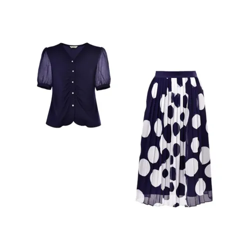DIFFIE RIEGER Skirt Set Women's Navy Blue