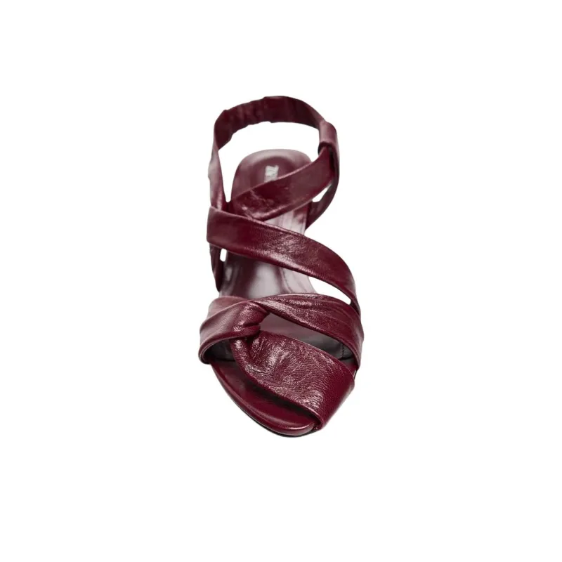 ZARA One Strap Sandals 7.5cm Women's Dark Red Color-3