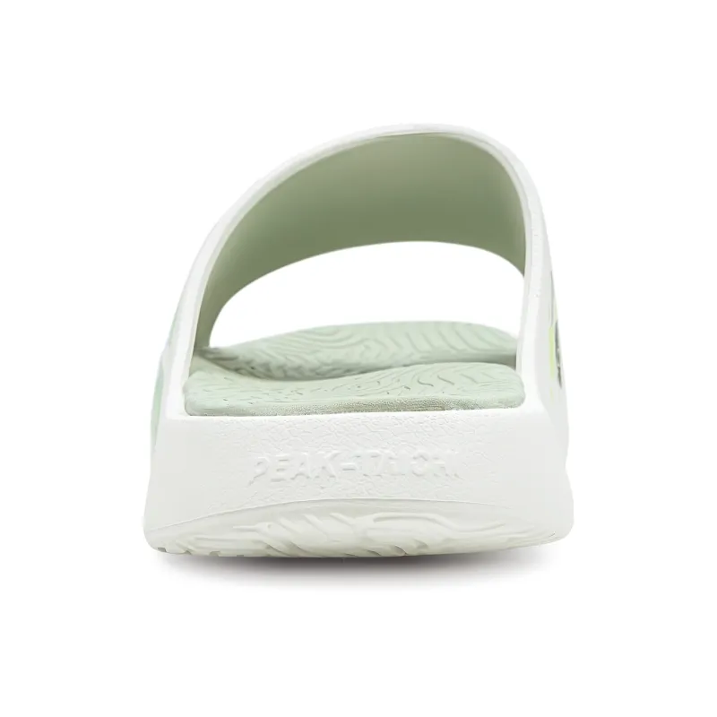 PEAK Tai Ji1.0 Quiet Slip Resistant Cushioning Slide Slippers Unisex White Green-3
