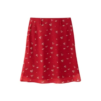 1ESS LA MODE Casual Short Skirts Women's Red