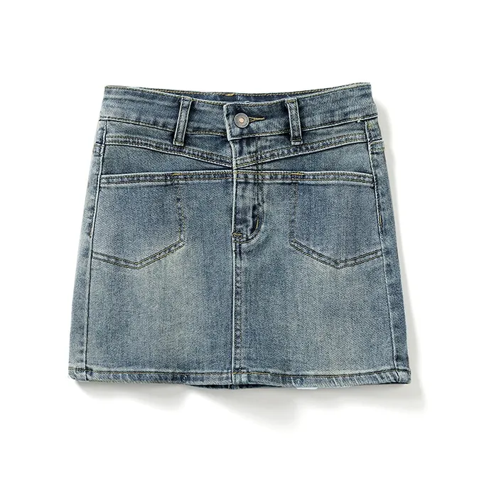 FHMY Denim Short Skirts Women's Vintage Blue-0