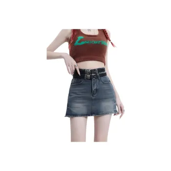 Kazakhstan Denim Short Skirts Women's Vintage Blue