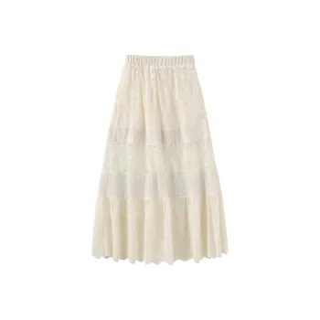 CUBIC Casual Long Skirt Women's Beige Apricot