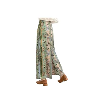 Cypress House Casual Long Skirt Women's Green Floral